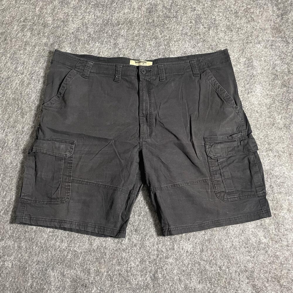 Wrangler Authentics Cargo Shorts Mens 46 Black Relaxed Fit Cotton Spandex